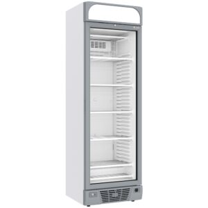 Vitrină frigorifică negativă ventilată 374 litri - 5 niveluri fixe cu casetă luminoasă - ALB
