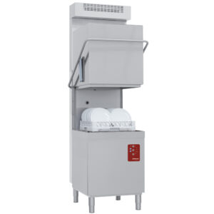 Mașină de spălat vase cu capotă, coș 500x500 mm, Dedurizator continuu + condensator-recuperator de vapori