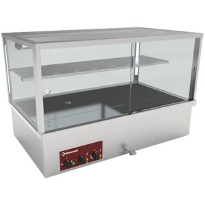 Vitrină caldă, bain-marie 3 GN 1/1, panoramică