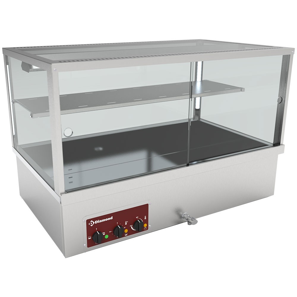 Vitrină caldă, bain-marie 3 GN 1/1, panoramică