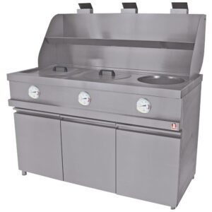 Friteuză pe gaz HEAVY DUTY, 3 cuve rotunde, mecanic