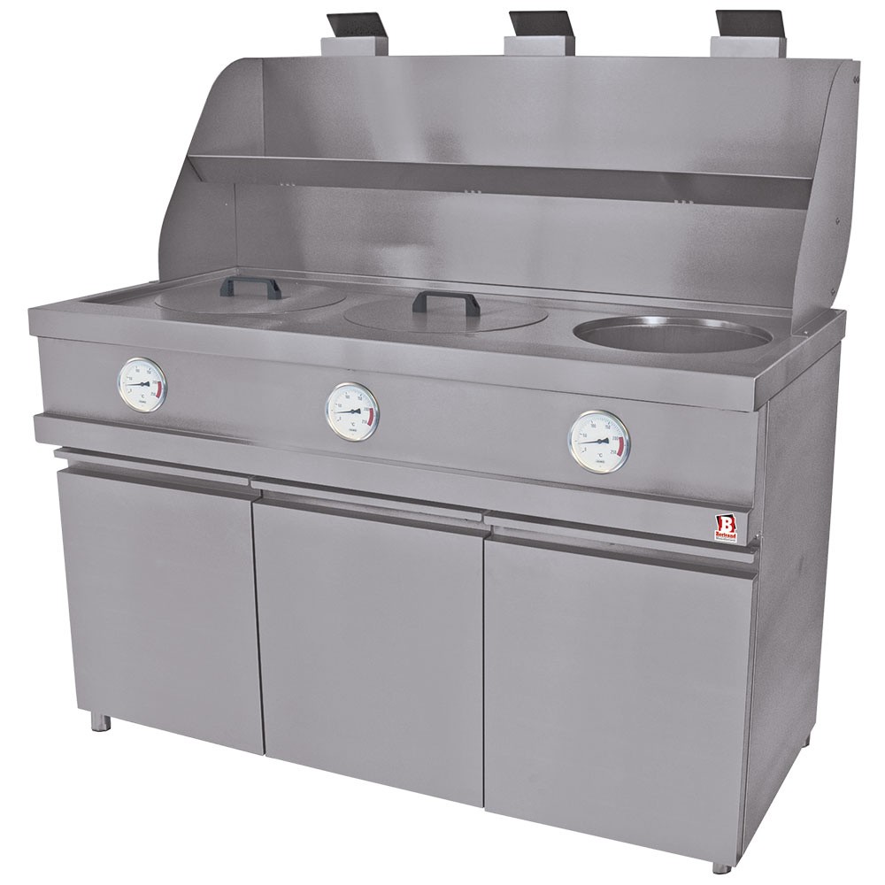Friteuză pe gaz HEAVY DUTY, 3 cuve rotunde, mecanic