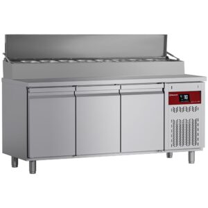 Masă frigorifică ventilată, 3 uși GN 1/1, 405 Lit.& structură refrigerată 10x GN1/4