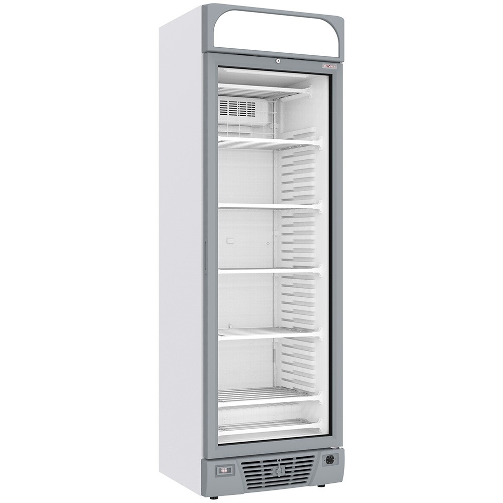 Vitrină frigorifică negativă ventilată 374 litri - 5 niveluri fixe cu casetă luminoasă - ALB